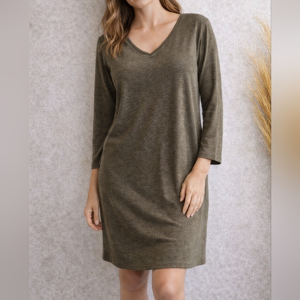 Old Navy Olive Green V-Neck 3/4 Sleeve T-Shirt Dress Size M